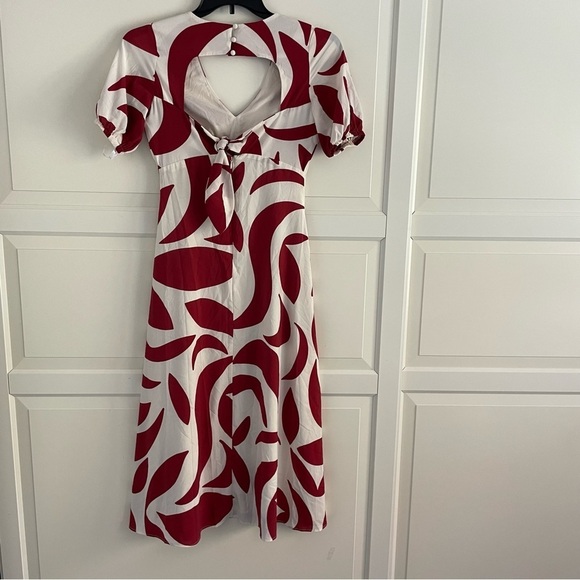 Donna Morgan terracotta abstract print midi dress 30279 - Picture 5 of 15